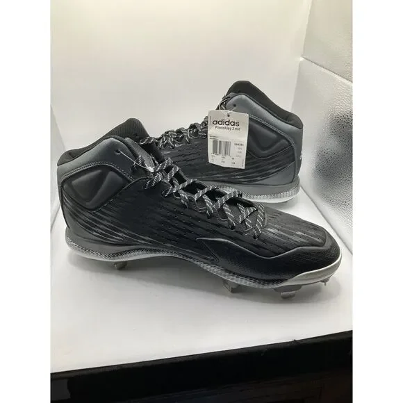 New Adidas Men's Black Baseball Cleats- PowerAlley 3 Iron Skin US/SZ 13 -F16 - Picture 1 of 9